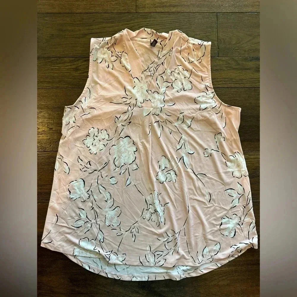 Massini Pink Floral Sleeveless Bouse- Womens 1X